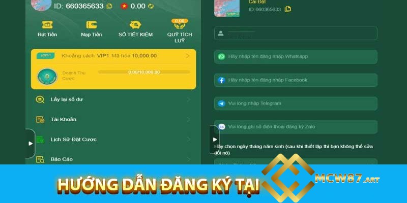 Cách thức đăng ký tài khoản tại MCW87